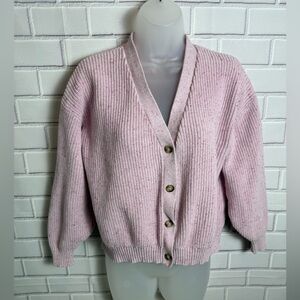 OLD NAVY Pink Button-Up Women's crop Sweater/size XL